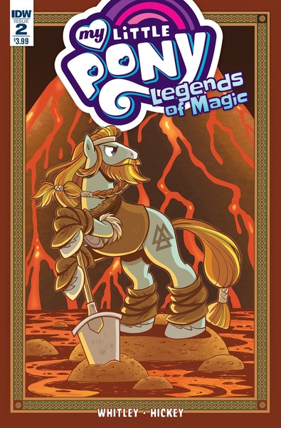 Size: 1054x1600 | Tagged: artist:brendahickey, cover, derpibooru import, idw, lava, legends of magic, rockhoof, safe, solo, spoiler:comic, spoiler:comiclom2, valknut, viking, volcano