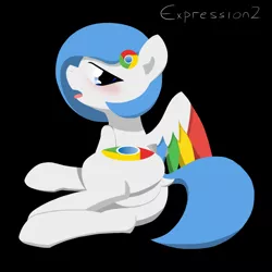 Size: 1024x1024 | Tagged: suggestive, artist:expression2, derpibooru import, oc, oc:google chrome, unofficial characters only, blushing, browser ponies, female, google chrome, plot, solo, solo female, tongue out