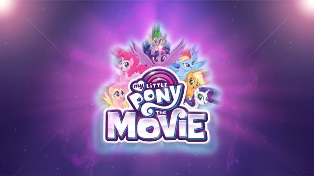 Size: 622x350 | Tagged: safe, artist:bronyno786, derpibooru import, applejack, fluttershy, pinkie pie, rainbow dash, rarity, spike, twilight sparkle, twilight sparkle (alicorn), alicorn, dragon, pony, my little pony: the movie, mane seven, mane six, my little pony logo, wallpaper