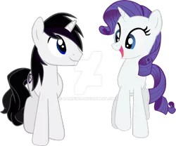 Size: 1024x850 | Tagged: safe, artist:barrfind, derpibooru import, rarity, oc, oc:barrfind, canon x oc, eye contact, female, happiness, looking at each other, love, male, rarifind, shipping, simple background, straight, surprised, transparent background, vector, walking, watermark