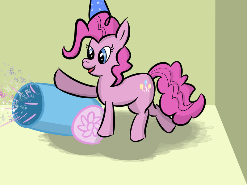 Size: 1600x1200 | Tagged: artist:kachu-applekiwi, derpibooru import, hat, party cannon, party hat, pinkie pie, safe, solo