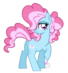 Size: 1600x1696 | Tagged: safe, artist:sugahfox, derpibooru import, oc, oc:love letter, unofficial characters only, earth pony, pony, female, magical lesbian spawn, mare, offspring, parent:pinkie pie, parent:trixie, parents:trixiepie, raised hoof, simple background, solo, transparent background