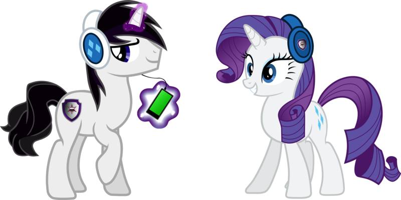 Size: 10557x5277 | Tagged: safe, artist:barrfind, derpibooru import, rarity, oc, oc:barrfind, absurd resolution, aura, canon x oc, cutie mark, female, headphones, love, male, mobile phone, phone, rarifind, shipping, simple background, smiling, straight, transparent background, vector