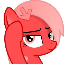 Size: 1420x1423 | Tagged: safe, artist:arifproject, derpibooru import, oc, oc:downvote, ponified, unofficial characters only, earth pony, pony, derpibooru, bust, derpibooru ponified, hairclip, lidded eyes, looking at you, meme, meta, raised hoof, roll safe, simple background, solo, transparent background, vector