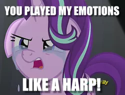 Size: 620x472 | Tagged: crying, derpibooru import, edit, edited screencap, floppy ears, image macro, meme, no second prances, sad, sadlight glimmer, safe, screencap, solo, starlight glimmer, upset