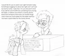 Size: 978x846 | Tagged: safe, artist:dsb71013, derpibooru import, oc, oc:brisk iron, oc:rhapsody, unofficial characters only, pegasus, pony, clothes, comic, glasses, monochrome, socks, traditional art