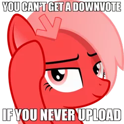 Size: 600x600 | Tagged: safe, artist:arifproject, derpibooru import, edit, oc, oc:downvote, ponified, unofficial characters only, pony, derpibooru, bust, derpibooru ponified, hairclip, image macro, lidded eyes, looking at you, meme, meta, raised hoof, roll safe, simple background, solo, transparent background, vector, you can't have a nightmare if you never dream