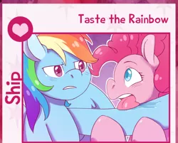 Size: 630x506 | Tagged: suggestive, artist:mlpfwb, derpibooru import, pinkie pie, rainbow dash, twilight sparkle's secret shipfic folder, female, lesbian, licking, pinkiedash, shipping, taste the rainbow, tongue out