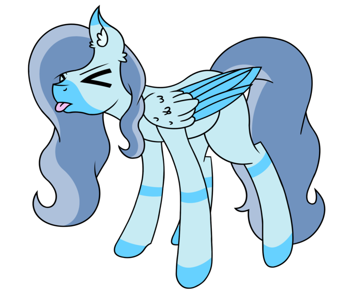 Size: 1937x1681 | Tagged: safe, artist:anxiouslilnerd, artist:veteranpegasister, derpibooru import, oc, oc:mist breeze, unofficial characters only, pegasus, pony, collaboration, ear fluff, eyes closed, flat color, raspberry, simple background, solo, tongue out, transparent background