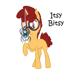 Size: 1372x1417 | Tagged: safe, artist:torusthescribe, derpibooru import, oc, oc:itsy bitsy, unofficial characters only, pony, spider, star spider, unicorn, female, filly, glasses, offspring, parent:snails, parent:twist, parents:snailstwist, raised hoof, simple background, solo, transparent background