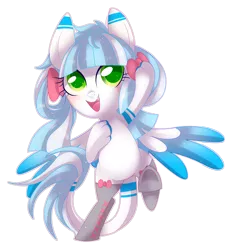 Size: 3812x4144 | Tagged: safe, artist:sorasku, derpibooru import, oc, unofficial characters only, original species, pony, shark pony, absurd resolution, bipedal, bow, clothes, colored pupils, female, hair bow, mare, simple background, smiling, socks, solo, transparent background