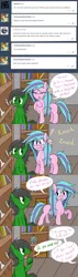 Size: 1280x4497 | Tagged: safe, artist:hummingway, derpibooru import, oc, oc:feather hummingway, oc:swirly shells, unofficial characters only, absurd resolution, ask-humming-way, dialogue, exclamation point, speech bubble, tumblr, tumblr comic