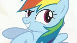 Size: 1136x640 | Tagged: safe, derpibooru import, rainbow dash, looking at you, low quality, needs more jpeg, solo, upscaled