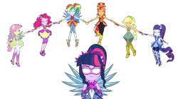 Size: 10000x5615 | Tagged: safe, artist:limedazzle, derpibooru import, applejack, fluttershy, pinkie pie, rainbow dash, rarity, sci-twi, sunset shimmer, twilight sparkle, equestria girls, legend of everfree, absurd resolution, balloon, boots, clothes, crystal guardian, crystal wings, eyes closed, glasses, glowing eyes, high heel boots, humane five, humane seven, humane six, mane six, ponytail, scitwilicorn, shoes, simple background, sneakers, sparkles, sun, super ponied up, transparent background, vector, wings