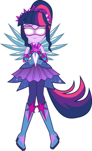 Size: 4579x7529 | Tagged: safe, artist:limedazzle, derpibooru import, sci-twi, twilight sparkle, equestria girls, legend of everfree, absurd resolution, boots, clothes, crystal guardian, crystal wings, dress, glasses, glowing eyes, high heel boots, ponytail, scitwilicorn, simple background, smiling, solo, super ponied up, transparent background, vector, wings