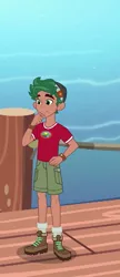 Size: 253x588 | Tagged: safe, derpibooru import, screencap, timber spruce, equestria girls, legend of everfree, boots, clothes, pier, shorts, socks, solo