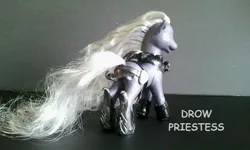 Size: 960x576 | Tagged: safe, artist:dannabats, derpibooru import, ponified, pony, comic sans, custom, drow priestess, dungeons and dragons, g2, irl, photo, solo, toy