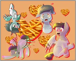 Size: 5100x4100 | Tagged: safe, artist:cucumbersempai, derpibooru import, oc, oc:peep, unofficial characters only, bird pone, pegasus, pony, absurd resolution, birb, blushing, chest fluff, crying, cute, drool, female, food, french fries, frown, happy, heart, looking at you, mare, open mouth, sad, simple background, sitting, smiling, spread wings