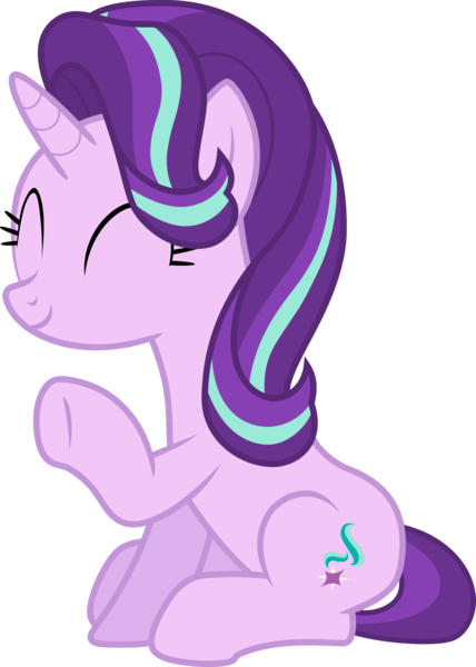 Size: 6560x9206 | Tagged: safe, artist:pink1ejack, derpibooru import, starlight glimmer, pony, unicorn, the crystalling, absurd resolution, cute, eyes closed, female, glimmerbetes, mare, simple background, sitting, smiling, solo, transparent background, vector, waving