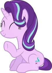 Size: 6560x9206 | Tagged: safe, artist:pink1ejack, derpibooru import, starlight glimmer, pony, unicorn, the crystalling, absurd resolution, cute, eyes closed, female, glimmerbetes, mare, simple background, sitting, smiling, solo, transparent background, vector, waving