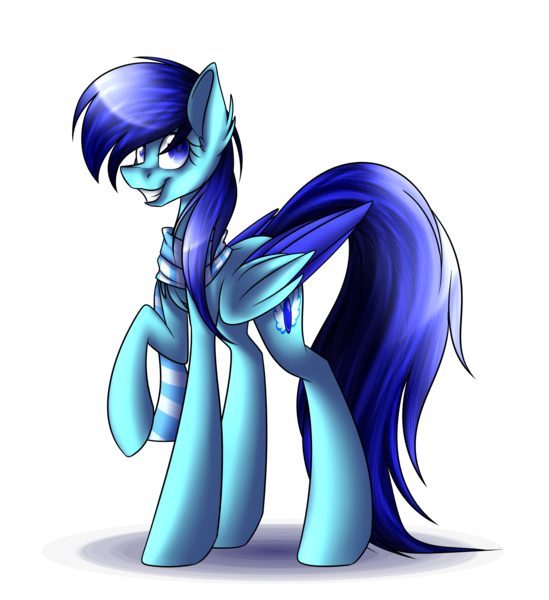 Size: 3200x3500 | Tagged: safe, artist:snowbunny0820, derpibooru import, oc, oc:winglight, unofficial characters only, pegasus, pony, clothes, female, high res, mare, raised hoof, scarf, simple background, smiling, solo, transparent background