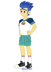Size: 1600x2263 | Tagged: safe, artist:jucamovi1992, derpibooru import, flash sentry, equestria girls, legend of everfree, clothes, converse, shoes, shorts, simple background, socks, solo, transparent background