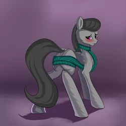 Size: 2000x2000 | Tagged: suggestive, artist:vell221, derpibooru import, octavia melody, earth pony, pony, backless, blushing, clothes, female, open-back sweater, plot, sleeveless sweater, solo, solo female, sweater, virgin killer sweater