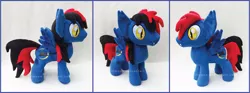 Size: 2004x742 | Tagged: safe, artist:lilmoon, derpibooru import, oc, oc:midnight, unofficial characters only, bat pony, pony, irl, male, photo, plushie, solo, stallion