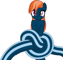 Size: 2107x2010 | Tagged: safe, artist:badumsquish, derpibooru import, oc, oc:kalianne, unofficial characters only, lamia, original species, snake pony, female, knot, looking at you, pun, simple background, smiling, solo, transparent background