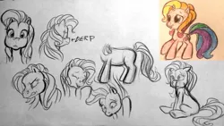 Size: 1253x706 | Tagged: safe, artist:colossalstinker, derpibooru import, rarity (g3), pony, unicorn, angry, g3, g3 to g3.5, g3.5, generation leap, happy, rapeface, sad, sketch, solo, traditional art
