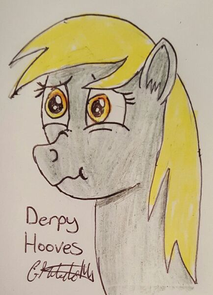 Size: 1042x1440 | Tagged: safe, artist:rapidsnap, derpibooru import, derpy hooves, pegasus, pony, bust, female, mare, scrunchy face, solo, traditional art