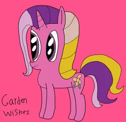 Size: 1284x1242 | Tagged: safe, artist:danishtreats, derpibooru import, garden wishes, pony, unicorn, 1000 hours in ms paint, g3, g3 to g4, generation leap, ms paint, pink background, simple background, solo