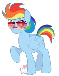 Size: 1613x2073 | Tagged: artist:sugahfox, derpibooru import, older, rainbow dash, raised hoof, safe, simple background, solo, sunglasses, transparent background