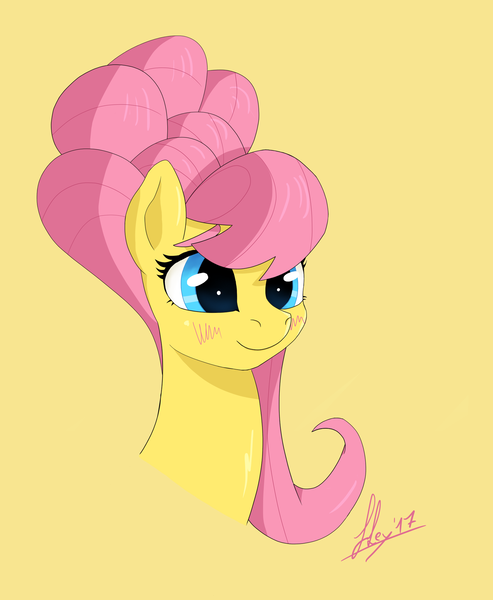 Size: 1600x1947 | Tagged: alternate hairstyle, artist:chrisfhey, derpibooru import, fluttershy, safe, simple background, solo