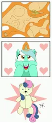 Size: 2153x5088 | Tagged: safe, artist:pony4koma, derpibooru import, bon bon, lyra heartstrings, sweetie drops, absurd resolution, comic, fabric, female, happy, heart, hearts and hooves day, lesbian, levitation, lyrabon, magic, open mouth, plushie, present, scissors, shipping, smiling, spool, teddy bear, telekinesis, valentine's day