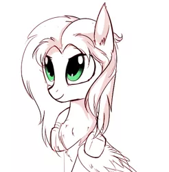 Size: 504x513 | Tagged: safe, artist:aureai-sketches, derpibooru import, oc, oc:mellow rhythm, unofficial characters only, pegasus, pony, chest fluff, cute, ear fluff, fluffy, green eyes, headphones, male, simple background, sitting, sketch, smiling, solo, stallion, white background, wing fluff