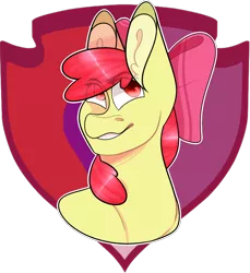 Size: 1040x1134 | Tagged: safe, artist:hostile-elf, derpibooru import, apple bloom, earth pony, pony, bust, cutie mark background, portrait, simple background, solo, transparent background