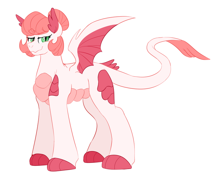 Size: 1024x835 | Tagged: artist:soft-arthropod, derpibooru import, dracony, hybrid, interspecies offspring, oc, oc:pink quartz, offspring, parent:rarity, parent:spike, parents:sparity, safe, solo, unofficial characters only