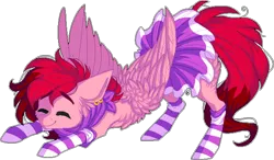 Size: 1252x729 | Tagged: safe, artist:tenebristayga, derpibooru import, oc, oc:cotton candy, unofficial characters only, pegasus, pony, bandana, cheek fluff, chest fluff, clothes, crossdressing, cute, ear fluff, ear piercing, earring, femboy, fluffy, jewelry, male, piercing, pixel art, pleated skirt, simple background, skirt, skirt lift, socks, solo, stallion, striped socks, transparent background, trap, wing fluff