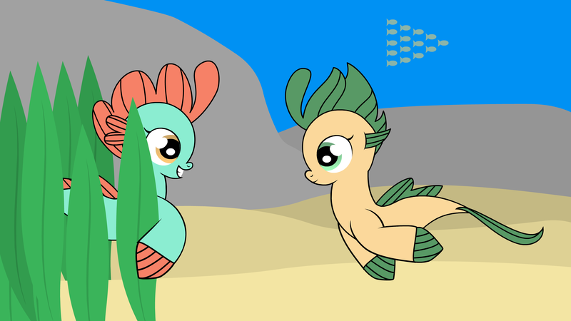 Size: 2850x1603 | Tagged: artist:dinkyuniverse, bubble splash, cute, cuteness overload, daaaaaaaaaaaw, derpibooru import, fins, fish, grin, hnnng, lilly drop, my little pony: the movie, ocean, safe, sand, sea filly, sea foal, seapony (g4), seaweed, smiling