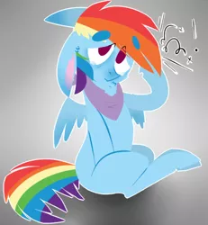 Size: 540x584 | Tagged: artist needed, askdepresseddash, bandana, crying, depressed, derpibooru import, gray background, headache, migraine, rainbow dash, sad, safe, simple background, solo