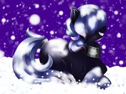 Size: 2909x2176 | Tagged: artist:szarlotki, commission, derpibooru import, oc, oc:amethyst snowflake, safe, snow, solo, unofficial characters only