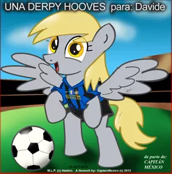 Size: 714x723 | Tagged: safe, artist:captainmexico, derpibooru import, derpy hooves, pegasus, pony, clothes, fc internazionale milano, female, football, mare, shirt, solo