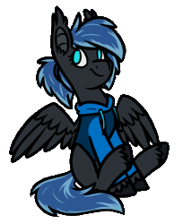 Size: 367x450 | Tagged: safe, artist:bluebrush09, deleted from derpibooru, derpibooru import, oc, oc:midnight light, unofficial characters only, pegasus, pony, animated, bat ears, blinking, chibi, commission, cute, gif, smiling, solo, wings
