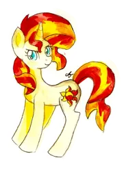 Size: 760x1034 | Tagged: safe, artist:chiuuchiuu, derpibooru import, sunset shimmer, pony, simple background, solo, traditional art, transparent background