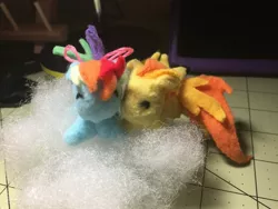 Size: 3264x2448 | Tagged: artist:tinyequine, derpibooru import, irl, photo, plushie, rainbow dash, safe, sarubobo, spitfire