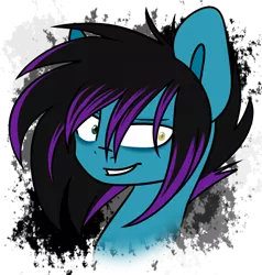 Size: 1368x1440 | Tagged: safe, artist:despotshy, derpibooru import, oc, oc:despy, unofficial characters only, earth pony, pony, bust, female, grin, heterochromia, mare, portrait, smiling, solo