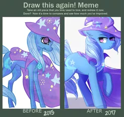 Size: 784x744 | Tagged: safe, artist:sevedie, derpibooru import, trixie, pony, unicorn, art evolution, digital art, draw this again, female, redraw, simple background, solo