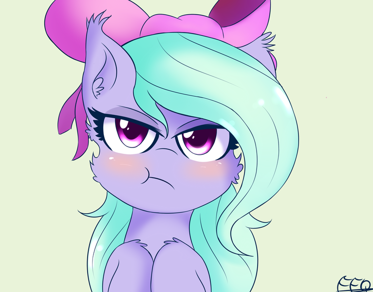 Size: 2042x1600 | Tagged: artist:freefraq, bow, cute, derpibooru import, flitter, flitterbetes, grumpy, hair bow, looking at you, madorable, pouting, safe, simple background, solo, unamused