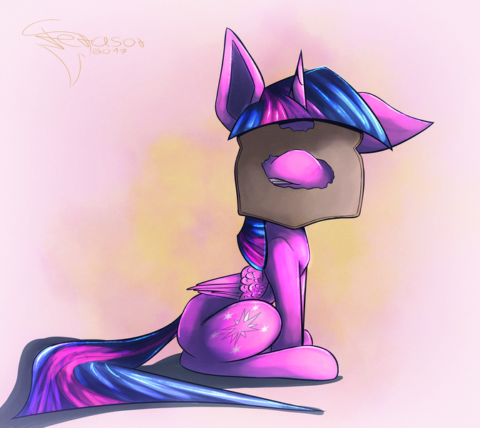 Size: 1600x1427 | Tagged: safe, alternate version, artist:ferasor, derpibooru import, twilight sparkle, twilight sparkle (alicorn), alicorn, pony, bread, bread head, food, simple background, sitting, solo, unamused